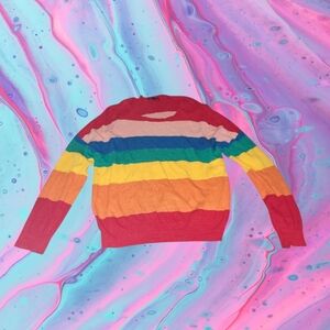 Honey Punch ladies size large rainbow knit sweater